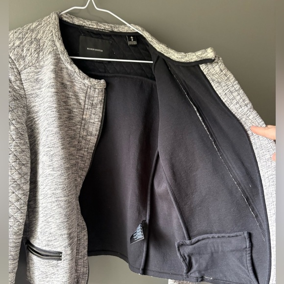 Maison Scotch Women’s Blazer 100% Cotton Jacket Sweater Gray Full Zip Size 2 - Picture 5 of 6